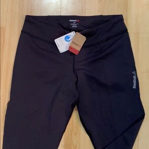 NWT Reebok Black Mesh Panel Crop Leggings